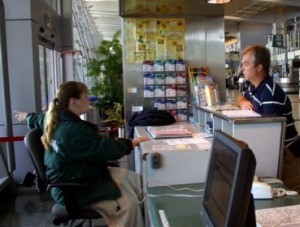 A Travelers Aid Volunteer Hard at Work